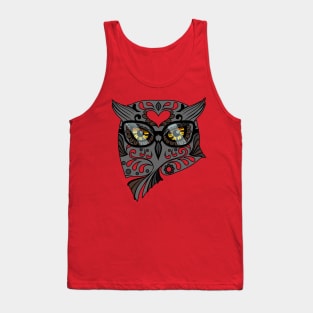 Owl With Hipster Glasses Tank Top